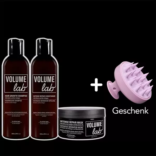 Volume Lab Shampoo, Spülung, Haarmaske + Haarshampoo Bürste als Geschenk