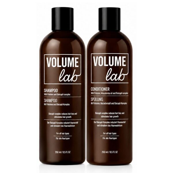 Volume Lab Shampoo und Spülung - fördert neues Haarwachstum, mehr Geschmeidigkeit & Glanz. Volume Lab Shampoo und Spülung - fördert neues Haarwachstum, mehr Geschmeidigkeit & Glanz.